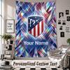 Custom Tapestry Wall Hanging, Atletico Madrid Personalized Name Text Home Wall Decor
