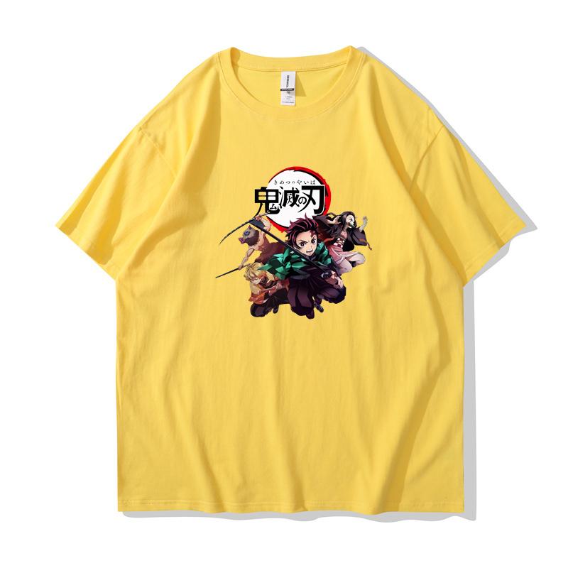 Футболка с круглым вырезом и короткими рукавами «Demon Slayer Kimetsu no Yaiba» облегающая, свободная, минималистичная, с короткими рукавами, мужская F171