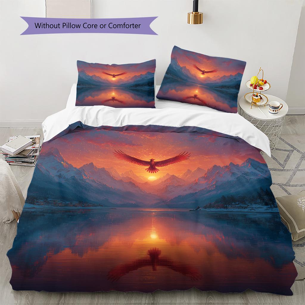 Phoenix Pattern Bedding Quilt Set Home Decoration Gift (1 * duvet cover + 2 * pillowcase without core)