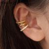 Серьга-кафф 3 шт. Очаровательный циркониевый камень Для женщин Серьги-клипсы Золотистый тон Кафф без прокола Серьги Украшения Модный кафф