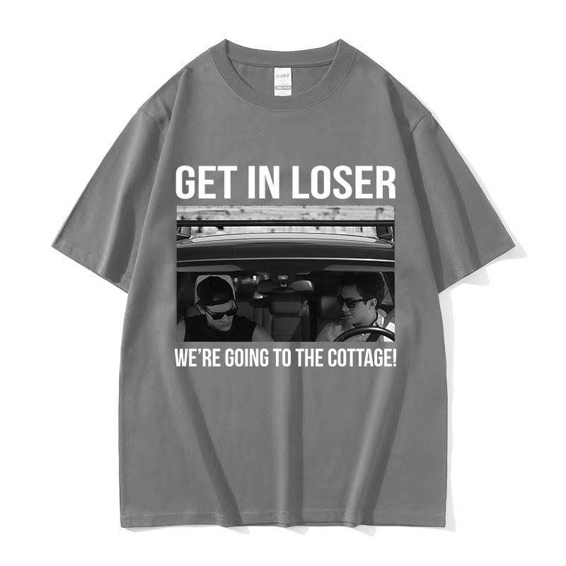 Heated Rivalry Get in Loser Were Going To The Cottage Graphic T Shirt Mens Vintage 100 Cotton Short Sleeve Tshirt Streetwear