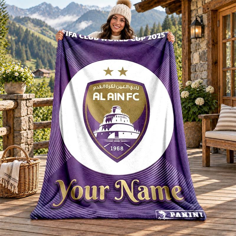 Al Ain FC Custom Name Flannel Blanket Personalized Soft Warm Plush Throw Blanket Customized Gift for Family Friends