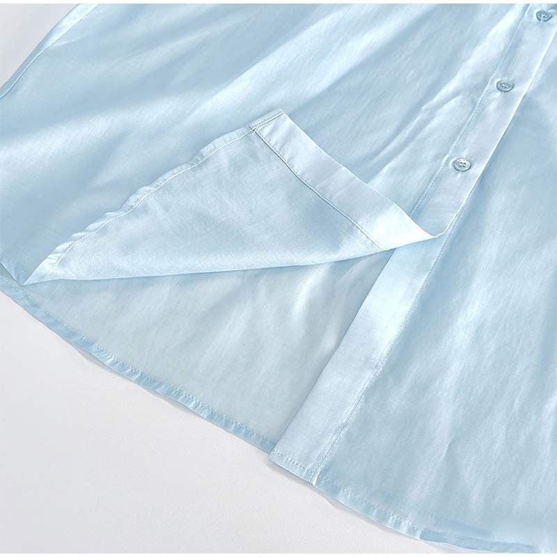 Повседневная свободная рубашка женская весна-лето лацканы пуговицы карманы блузка женская длинный рукав однотонные топы леди прохладный уютный универсальный базовый