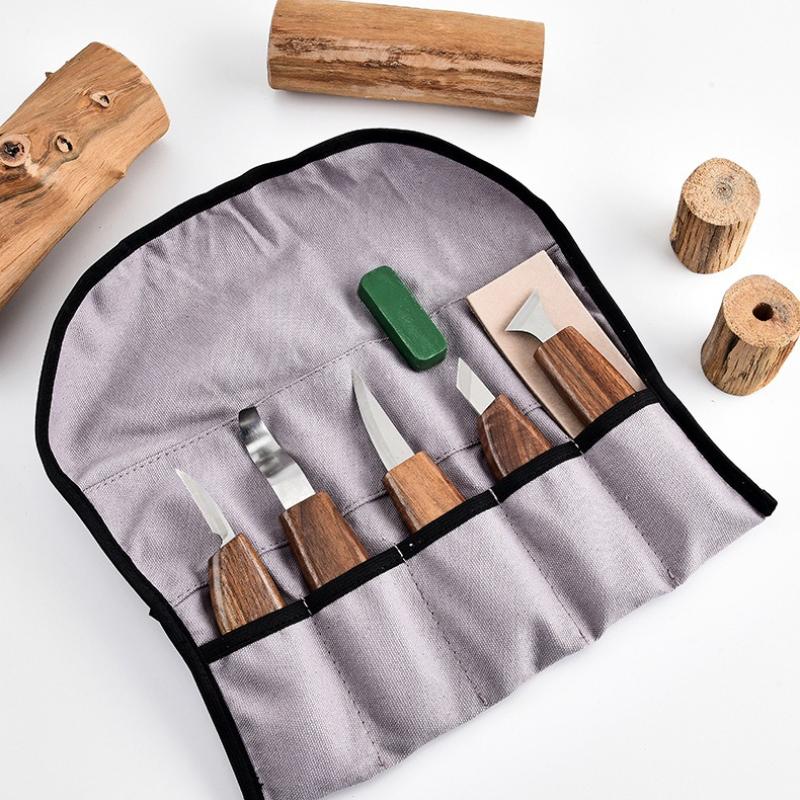 8/17pcs Square Handle Walnut Woodcarving Knife Set DIY Handmade Woodcarving Tools Woodcarving Knife