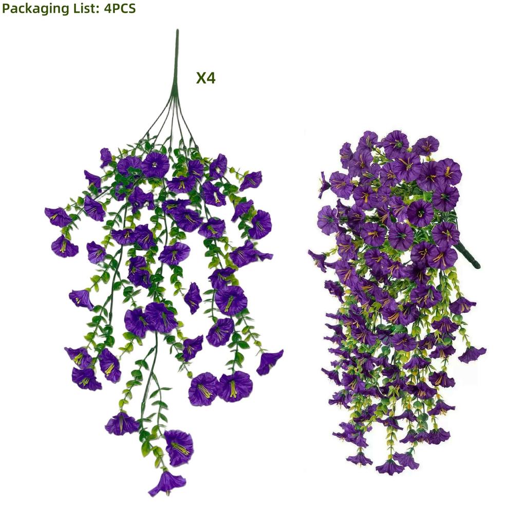 4PCS Hanging Artificial flowers -Eucalyptus Leaves Floral - Fake flowers Indoor/Outdoor Decor Garden -  Durable Plastic Florals