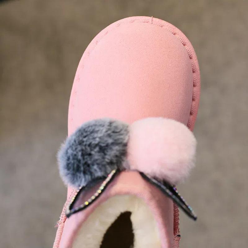 Зимние детские сапоги Hairball Snow Boots Plus Fleece Thicken Детские сапоги Fashion Теплая хлопковая обувь