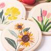 With Hoop Tulip Sunflower Punch Needle Kit Stamped Cloth DIY Gift Punch Needle Embroidery Kits Yarn Thread DIY Embroidery Kit