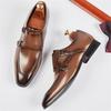 Британский Джентльмен Лоферы Monk Strap Новый Шарм Черные Коричневые Туфли для Мужчин Дизайнерские Формальные Свадебные Туфли для Выпускного Вечера Обувь для Возвращения Домой