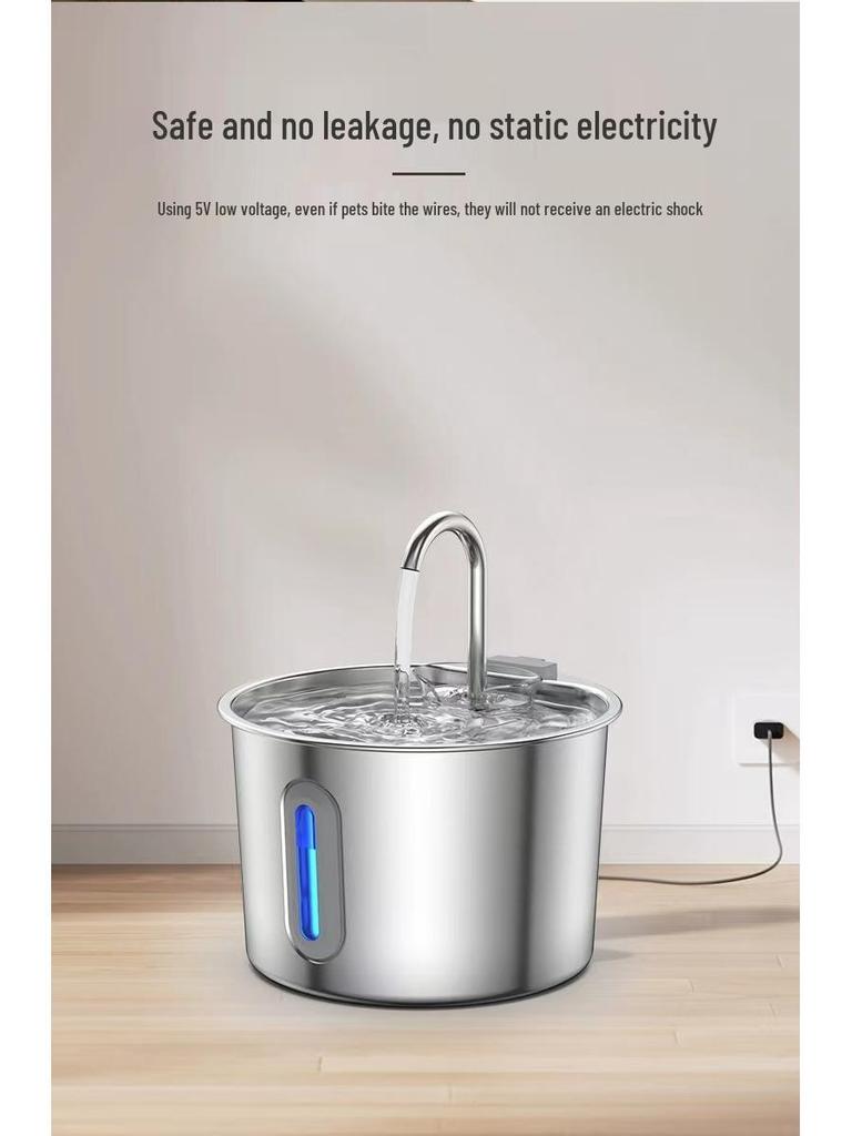 Stainless Steel Pet Water Fountain with Automatic Circulation and Leak-Free Design for Cats and Dogs