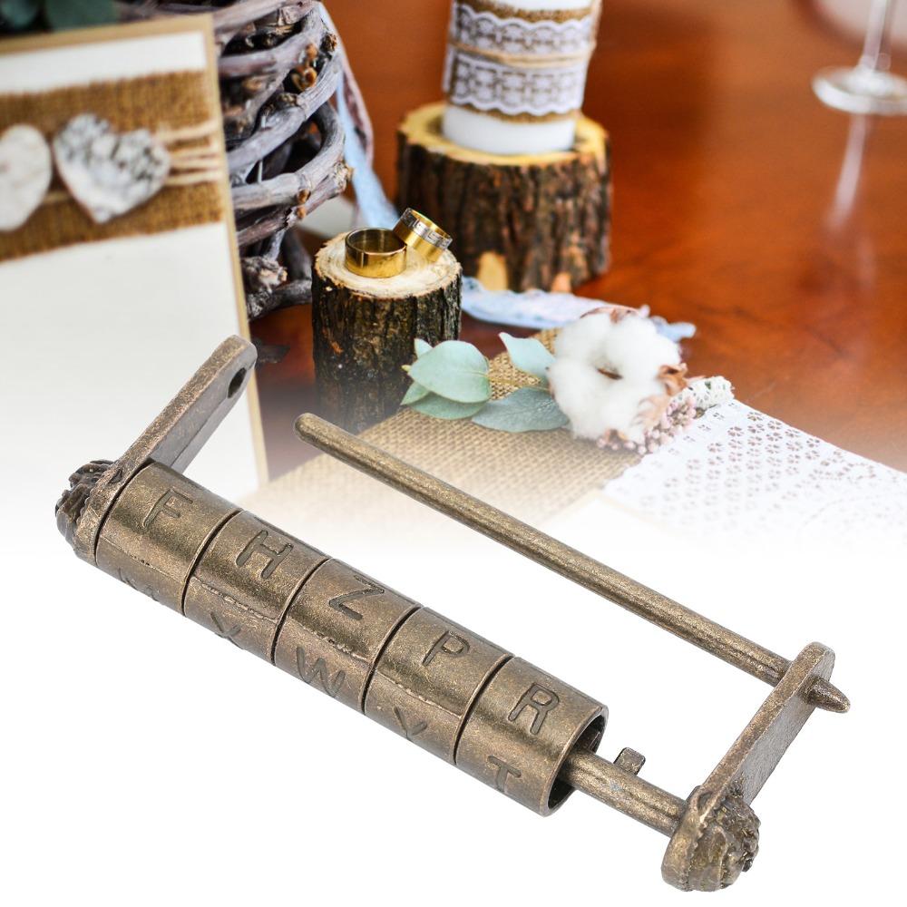 Decorative Combination Padlock Vintage Alphabet Code Lock Antique Password Door Lock  Jewelry Box