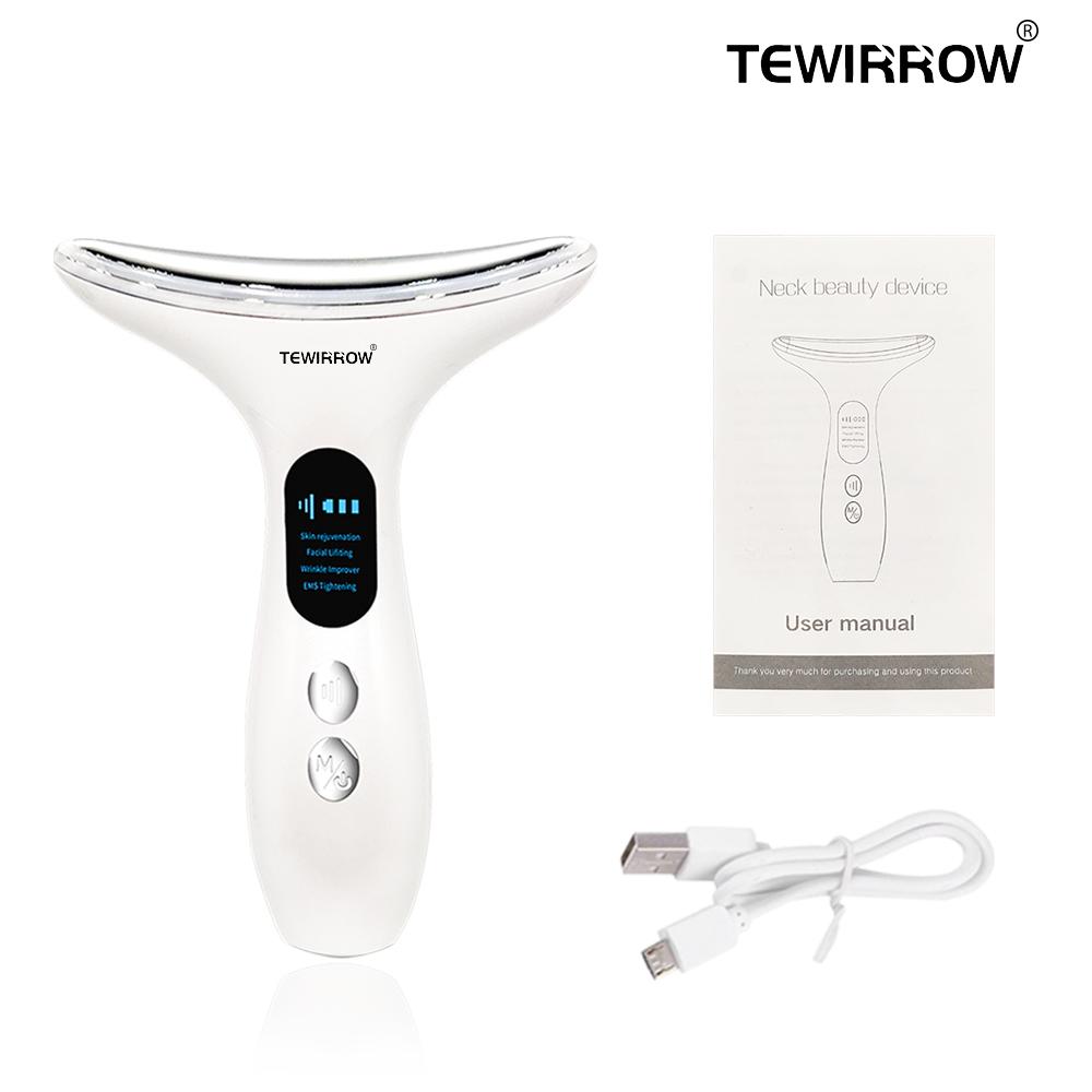 TEWIRROW Массажер для лифтинга шеи и лица Smart Sensing Skin Антивозрастное устройство для лица и шеи с 3 режимами массажа для подтяжки кожи Перезаряжаемый