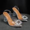 Fashion Silver Heels for Women New Crystal Hollow Sandals Versatile Evening Dress Thin High Heels Wedding Party Dress Sandales Shoes