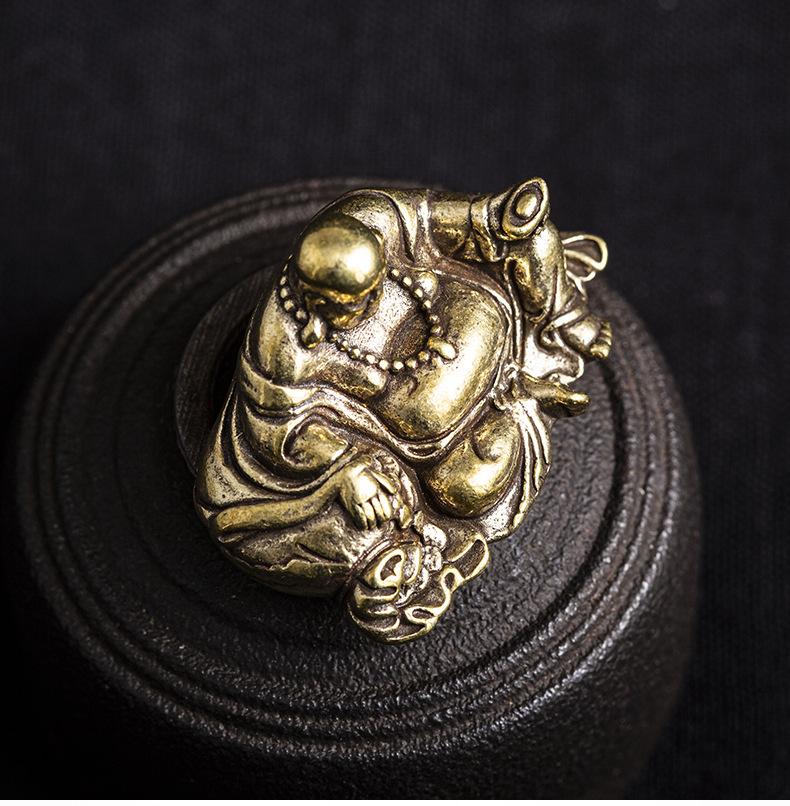 Антикварные высококачественные маленькие украшения из чистой латуни в стиле фэн-шуй, городской дом, маленькая ручка для счастливой передачи Будды Майтрейи