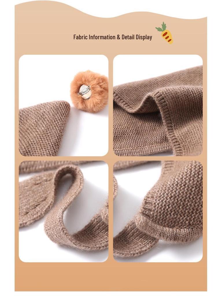 Вязаная кашемировая шапка для мальчиков и девочек: Теплая, симпатичная, ветрозащитная шапка с защитой ушей для осени и зимы.