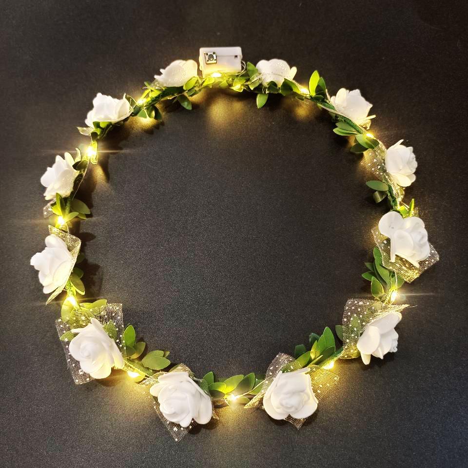 Свадебная вечеринка Корона светящийся цветок повязка на голову светодиодный венок гирлянда украшение для женщин и девочек подарок на день рождения светящаяся повязка на голову