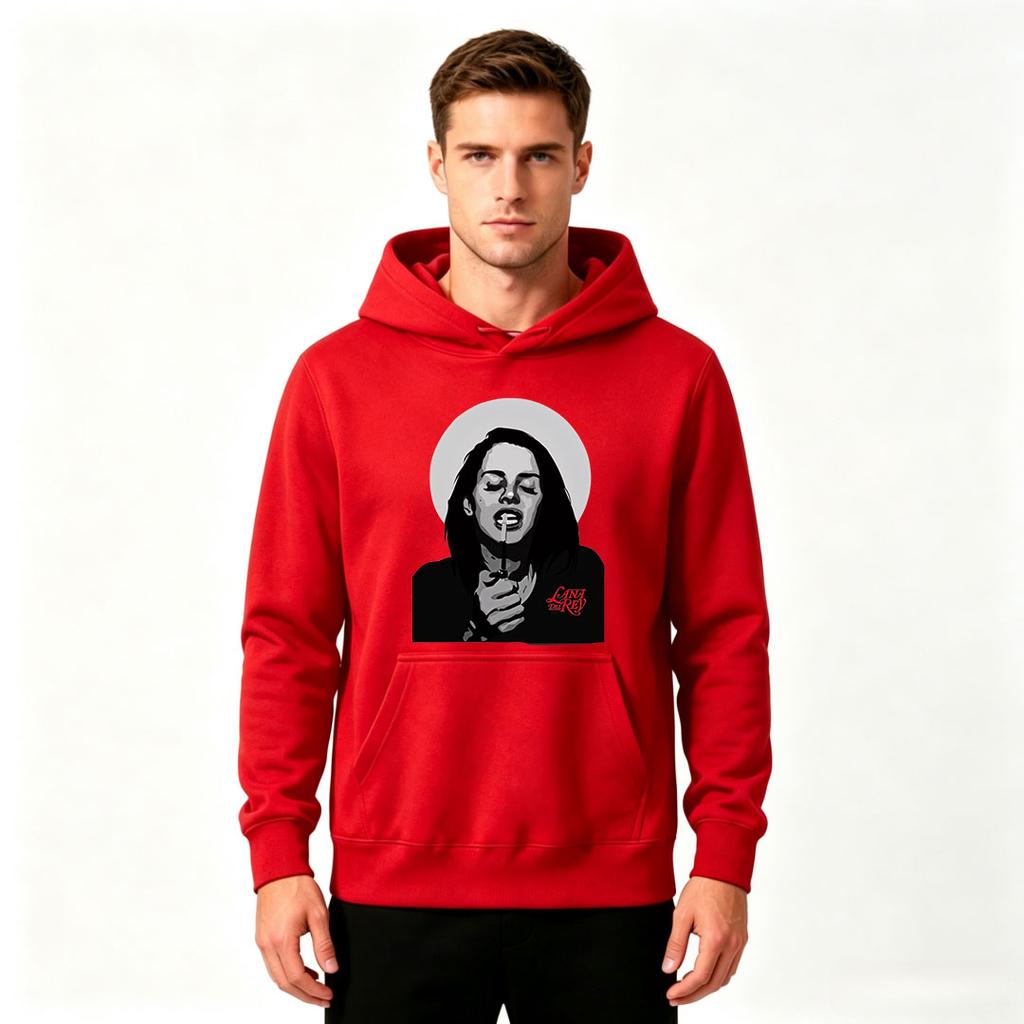 Men's Printed Pullover Hoodie, Casual Closed Eyes Figure Graphic Long Sleeve Sweatshirt for Daily Wear