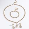 4PC Women's Fashion Water Drop Necklace, Earrings, Bracelets, Zircon Set, Suitable for Wedding, Party, Festival Gifts