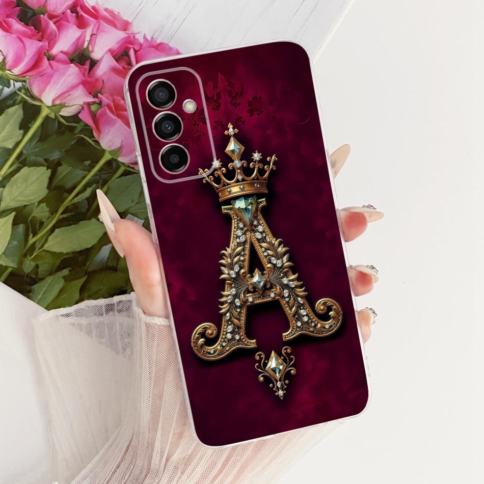 For Samsung Galaxy M23 F23 Royal Crown Initial Letter Couple Phone Case For Samsung F23 M23 5G Soft Silicone TPU Covers Bumpers