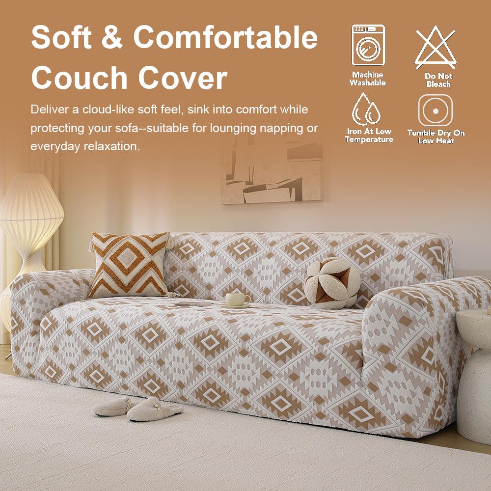 Bohemia Pattern Sofa Cover Fully Covered with Dust-proof Sofa Protective Cover Machine Washable Highly Elastic Pet Friendly