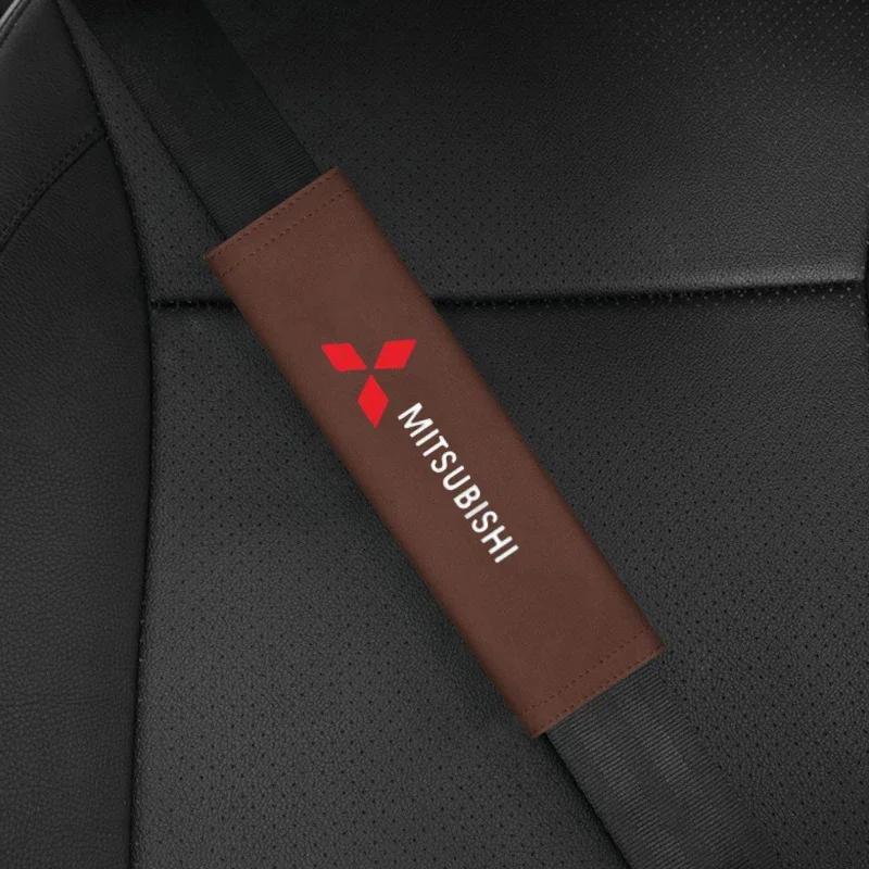 cyhk7 2pcs Suede for Mitsubishi Car SeatBelt Pad Shoulder Pretection Covers Lancer EX Pajero Outlander Eclipse Delica Grandis ASX Colt