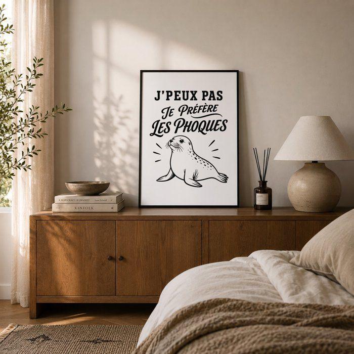 Poster J’peux pas je préfère les Phoques J'peux pas minimaliste | Affiche Papier Photo 310 g Finition Perlée Format Taille A3