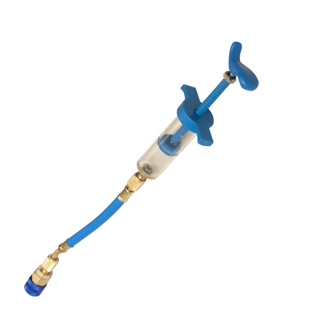 Автоматический инжектор масла/красителя A/C, 1 унция с адаптером для быстрой смены навесного оборудования низкой стороны 134a 1/4, инструмент для впрыска автомобильного масла для кондиционирования воздуха, инструмент для впрыска красителя