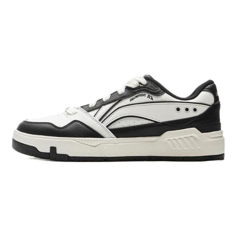 Li Ning Common 80-е Нескользящие Износостойкие Низкие Скейтбордические Кроссовки Мужские Белый Черный AGCV023-2