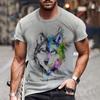 Летний топ с круглым вырезом и принтом 3D волка, модные повседневные футболки с короткими рукавами для мужчин
