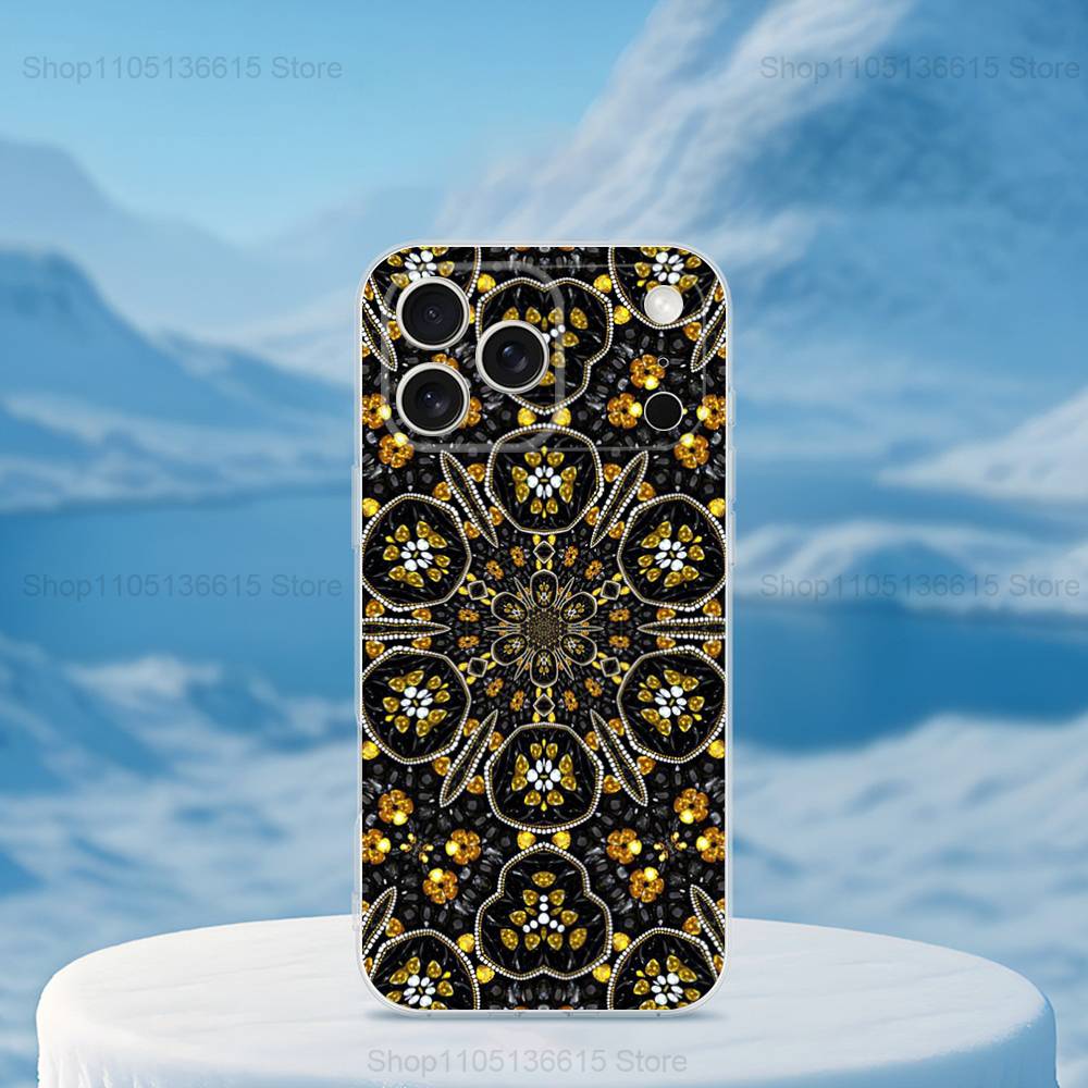 Colorful Mandala Pattern Case For iPhone Max,14,16,X,13,XR,SE,12,15,Pro,17,Plus,11,XS,Mini Transparent Soft Cover