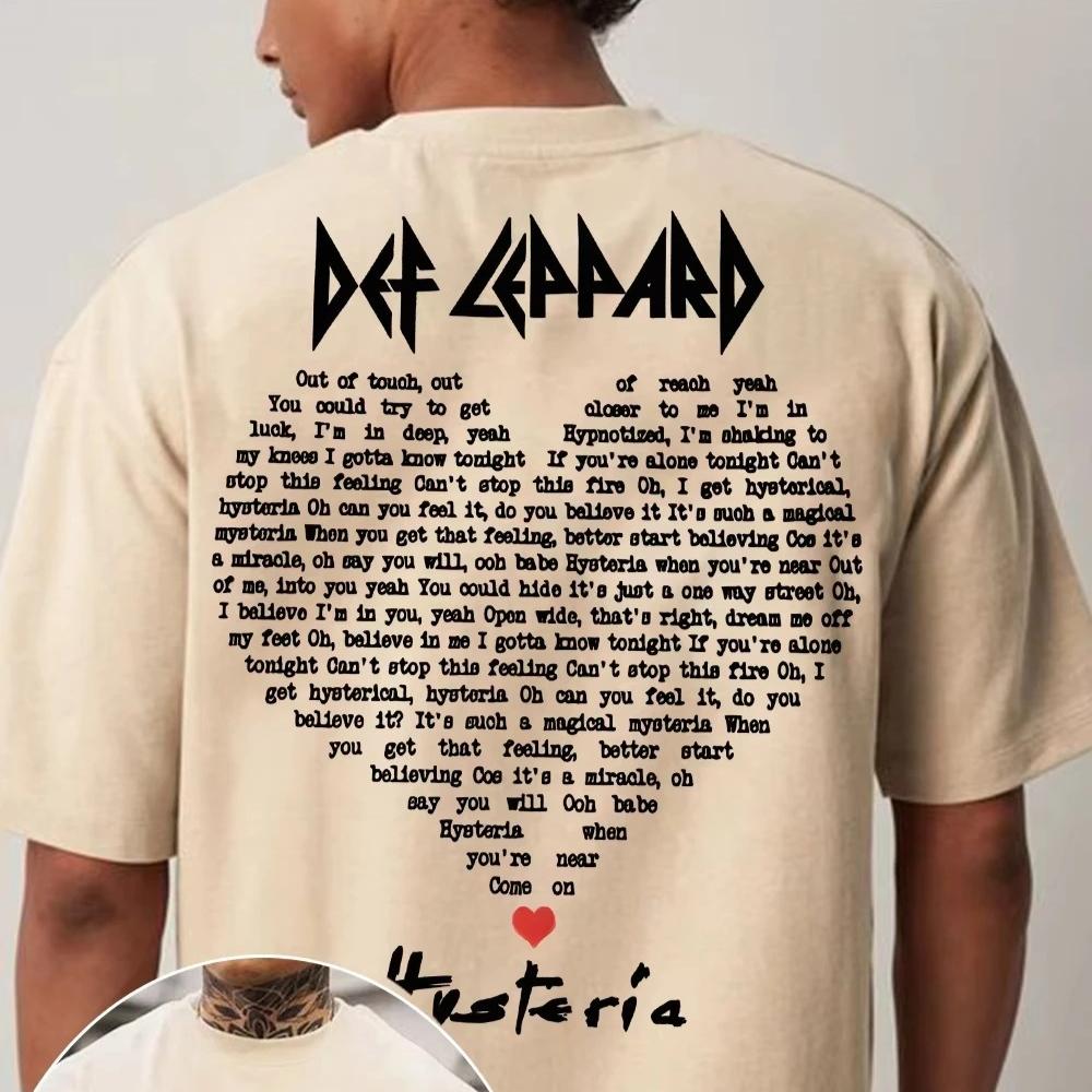 2026 Унисекс Одежда Хлопок Нормкор Футболка Группа Def Leppard Хипстер Ретро Уличная Мода Унисекс Мода Свободная Женская Повседневная Рубашка