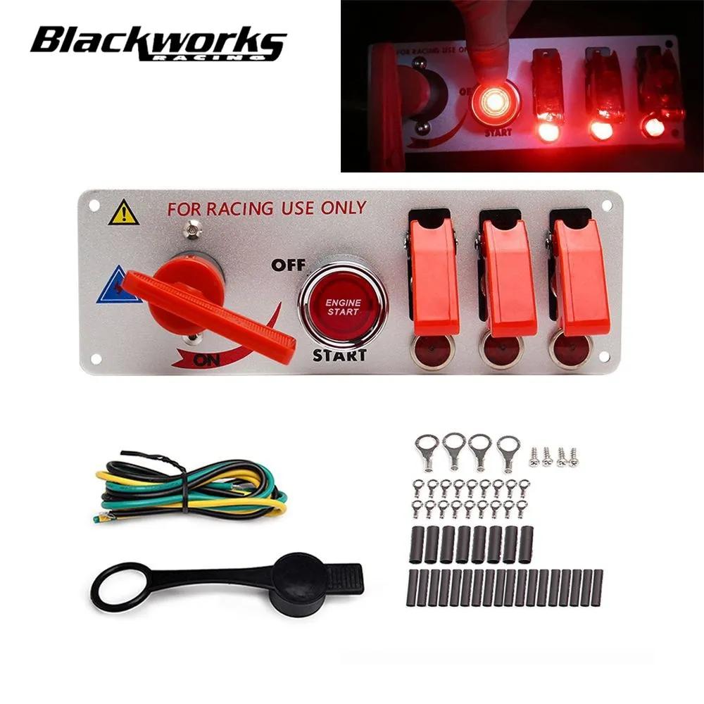 12 В Авто Светодиодная панель Гоночный автомобиль Зажигание Двигатель Запуск Вкл/Выкл Кнопочный тумблер Панель Гоночный тумблер зажигания