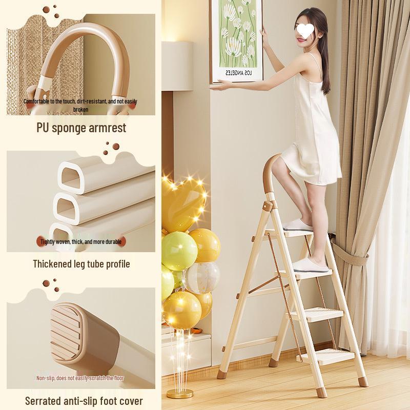 Многофункциональная телескопическая А-образная лестница из углеродистой стали двойного назначения и складная комнатная вешалка для одежды