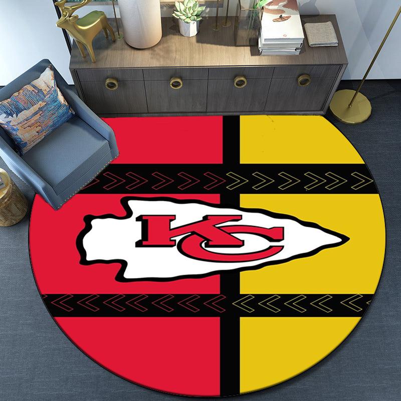 Kansas City Chiefs Logo Round Rug for Livingroom,Bedroom, Palyroom, Chair Rug, Area rug, Circle Carpet, Large Size Fan Christmas gift