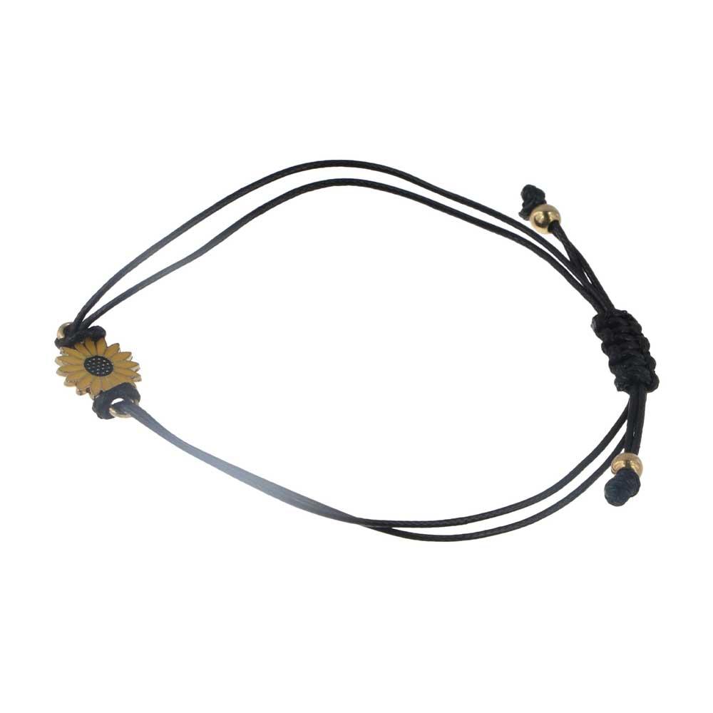 Браслет для пары «Любовь и дружба» на черной нити, плетеный браслет, модные украшения, браслет с подсолнухом