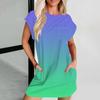 Женское повседневное летнее платье с круглым вырезом и коротким рукавом, футболка, платье, карман