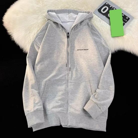 Мужская толстовка с капюшоном на молнии с завязками на осень и зиму, свободная верхняя одежда с