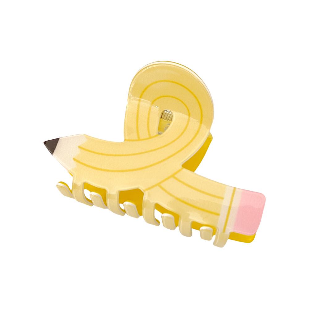 Back To School Hair Claw Clip Acrylic Hair Claw Creative Pencil Hair Clip Teachers