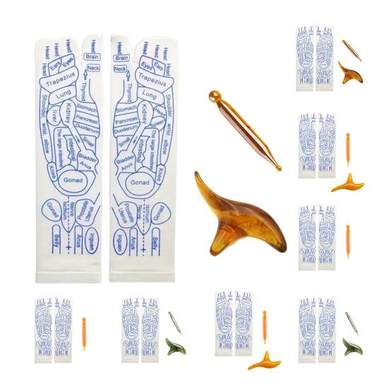 1 Set Massage Mid-calf Socks with Massage Stick Serenity Steps Legible Foot Acupuncture Point Printed Elastic Massage To Promote Circulation Beginner