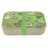 [R1134] - Ланч-бокс «Животные на ферме» бамбуковый, зеленый - 19x13x6 см