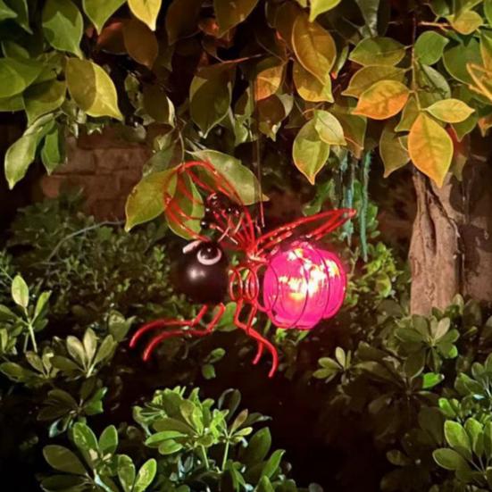 Лампа-имитатор насекомых, подвесная лампа на солнечных батареях для украшения сада, светодиодная наружная лампа-насекомое с пружинами, солнечные гирлянды