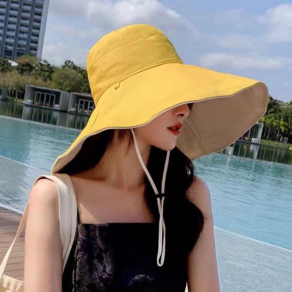 UV Protection Sunscreen Sun Hat Solid Color Hiking Bucket Hat Fashion Women Fisherman Hat Ladies