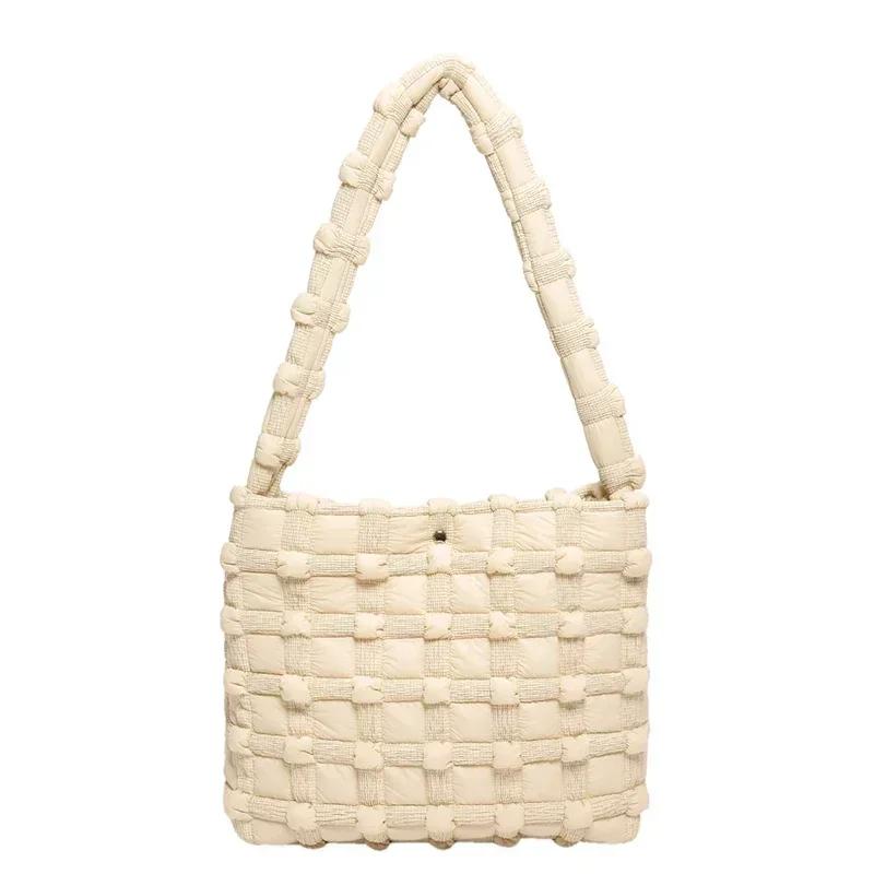 Повседневные квадратные сумки через плечо из цельного клетчатого нейлона большой вместимости, высококачественные новые стили сумок для женщин