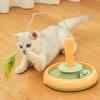Automatic Cat Teaser Stick Interactive Smart Cat Teasing Wand with Spinning Feather And Rolling Ball Track for Indoor Cats
