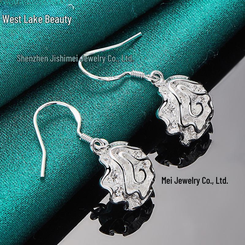 Серьги-цветы «Серебряная роза» для женщин - Коллекция «Красота Западного озера»