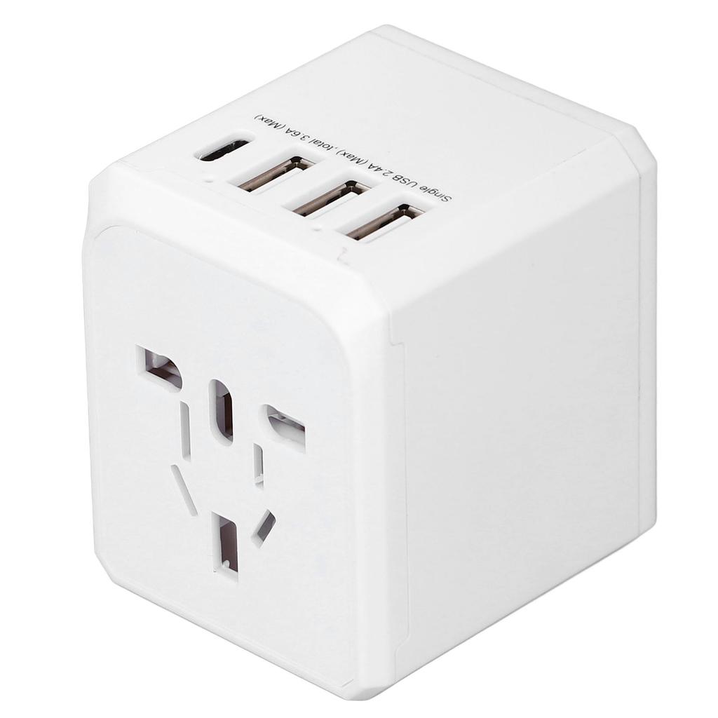 Дорожный адаптер питания с 3 USB A 1 USB C Портативный тихий дорожный преобразователь напряжения для фена