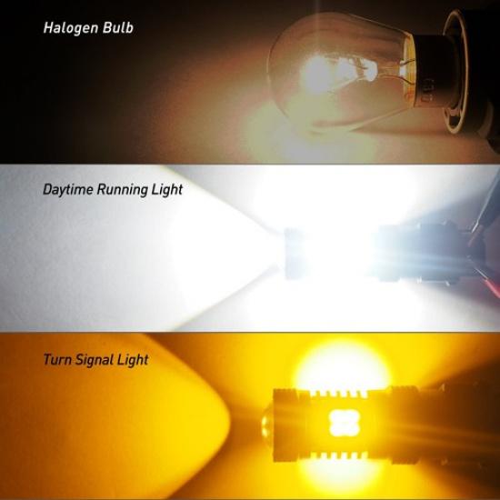 2x 1157 Switchback LED Turn Signal DRL Parking Light Super Bulb White Yellow EOA