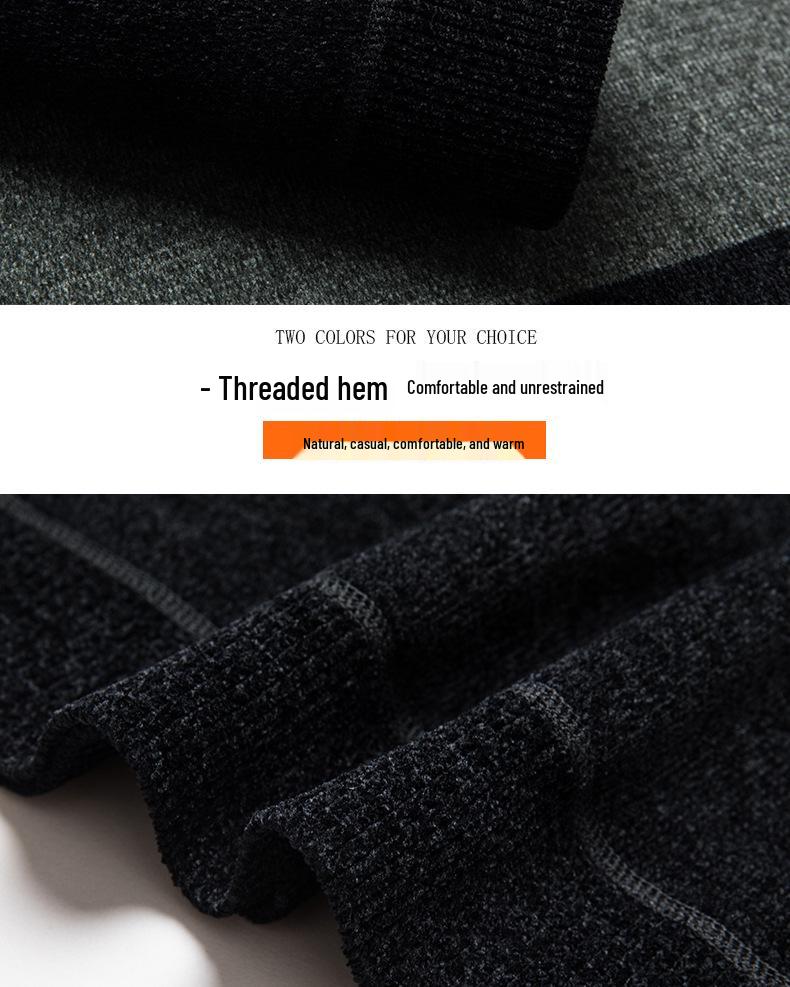 Мужской зимний свитер на флисовой подкладке, теплый вязаный облегающий базовый слой из шенилла.