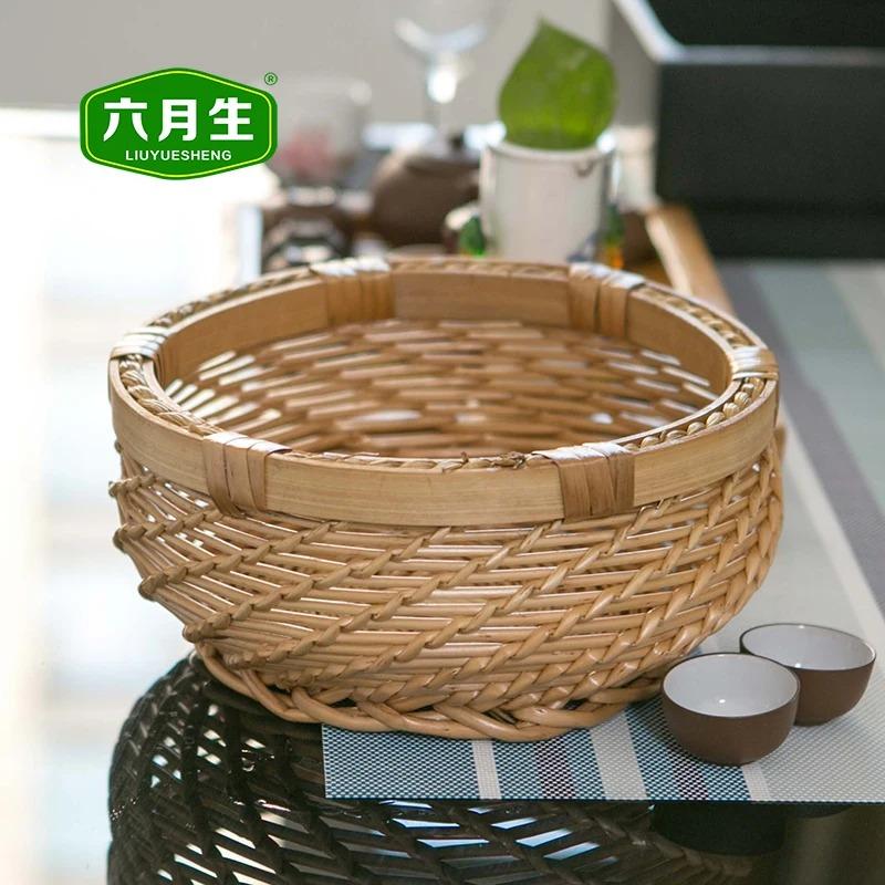 Корзина для хранения закусок, круглая плетеная корзина из ротанга, разная мелочь, паровой хлеб, настольная корзина для фруктов