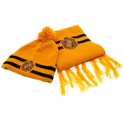 HARRY POTTER Childrens/Kids Hufflepuff Crest Hat And Scarf Set