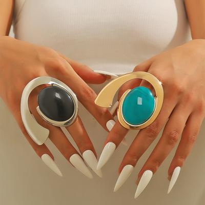 Массивное женское геометрическое кольцо, имитация камня, крупная стильная женская бижутерия